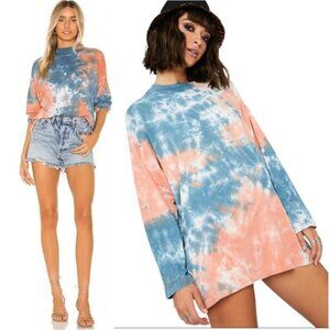 Free People Be Free Tie Dye Oversized Long Sleeve T-Shirt We The Free sz S Boho
